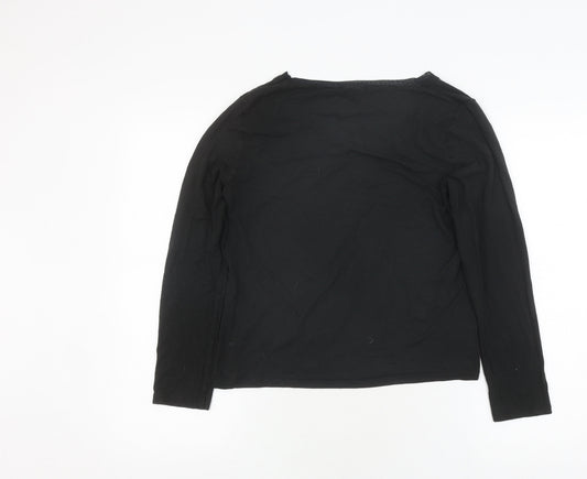 Laura Ashley Women's Black Basic Long Sleeve T-Shirt Size 16