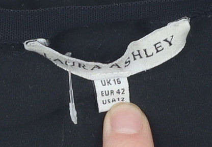 Laura Ashley Women's Black Basic Long Sleeve T-Shirt Size 16