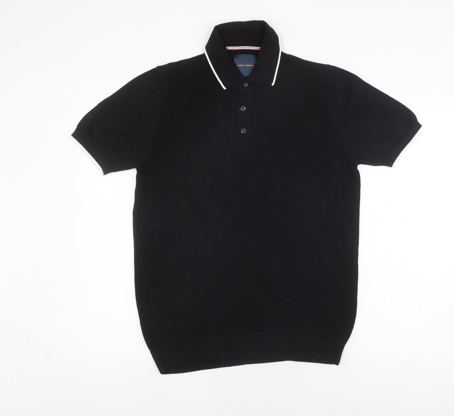 Guide London Black Men's Medium Polo, Short Sleeve Knit