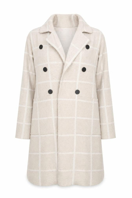 Adrienne Vittadini Women's Beige XL Check Coatigan Overcoat