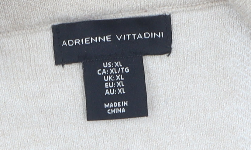 Adrienne Vittadini Women's Beige XL Check Coatigan Overcoat