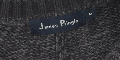 James Pringle Men's Grey Cable-Knit Pullover Jumper, M
