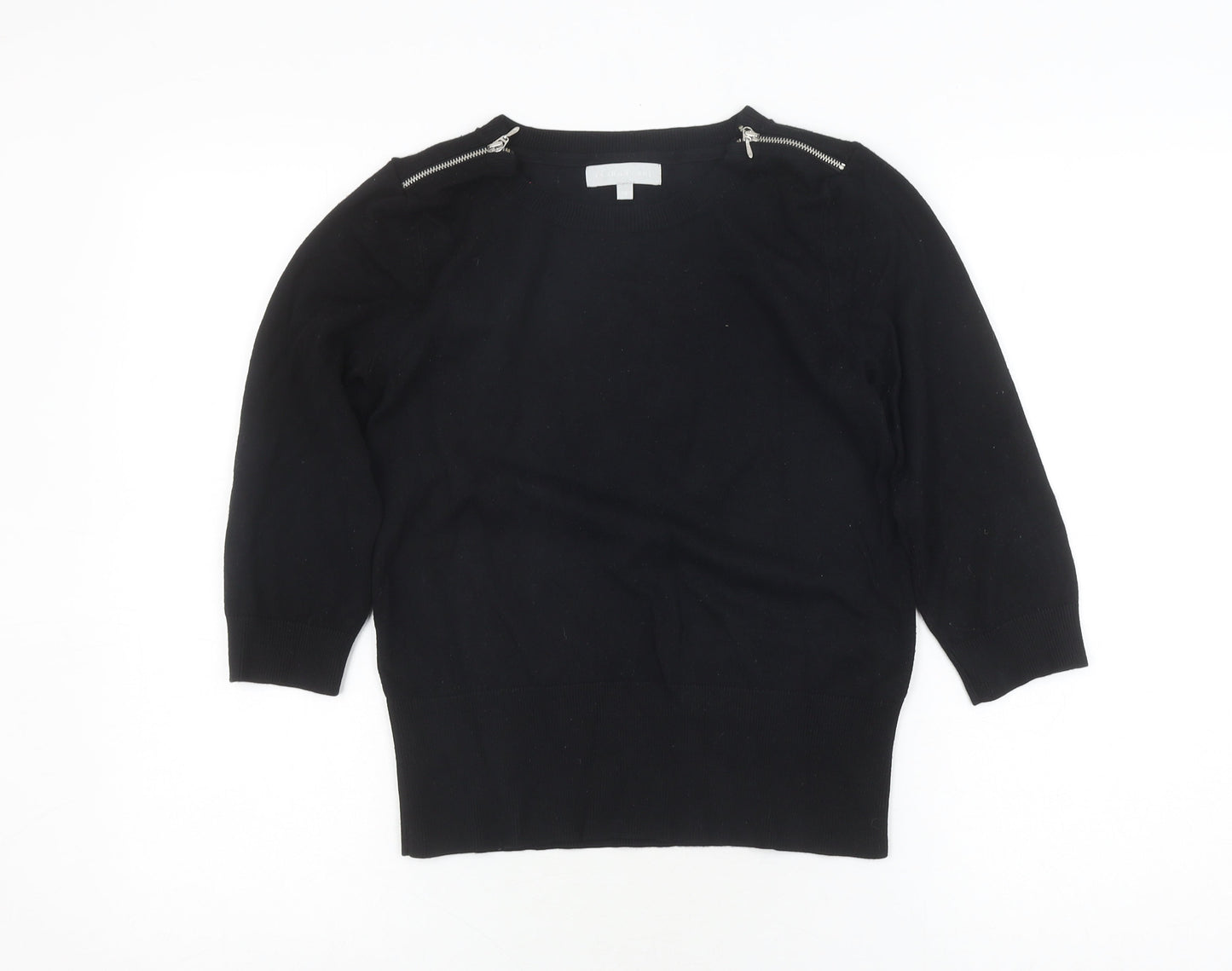 Red Herring Women's Black Basic Knit Top, Size 2