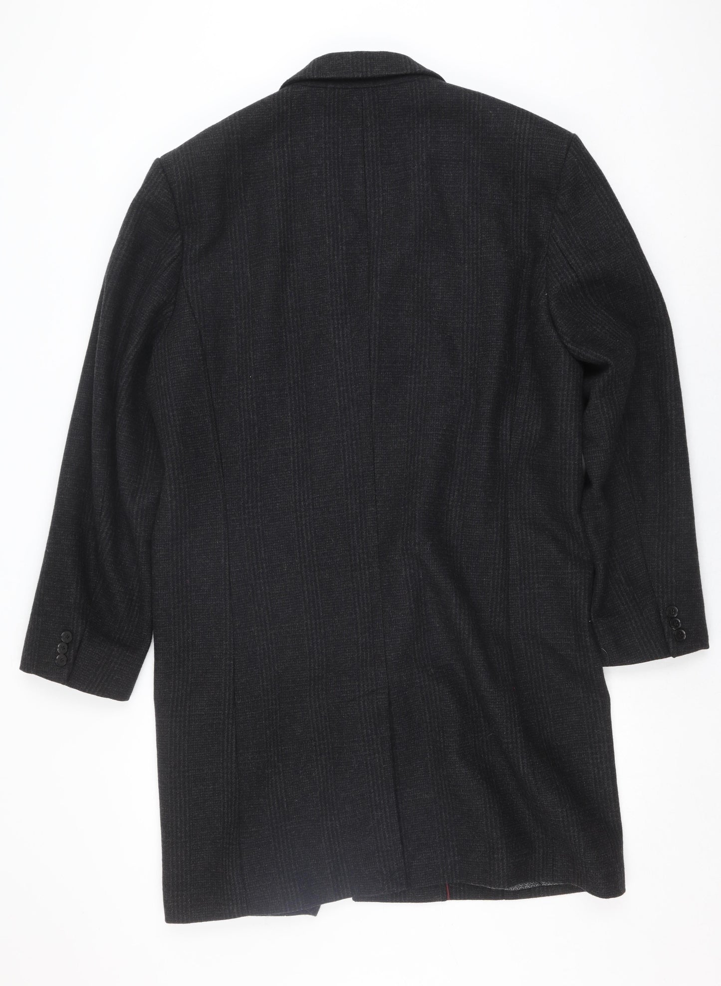 Atlantic Bay Men's Grey Check Blazer, Size L, Wool Blend