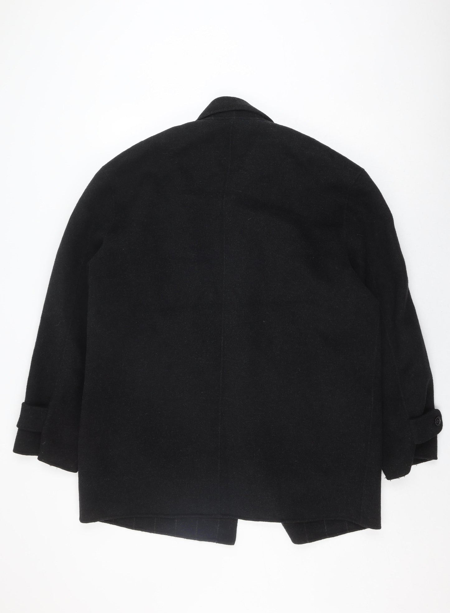 Zara Men's Black Wool Blend Overcoat - Size L, Autumn/Winter