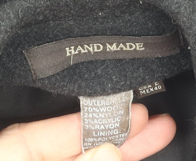 Zara Men's Black Wool Blend Overcoat - Size L, Autumn/Winter