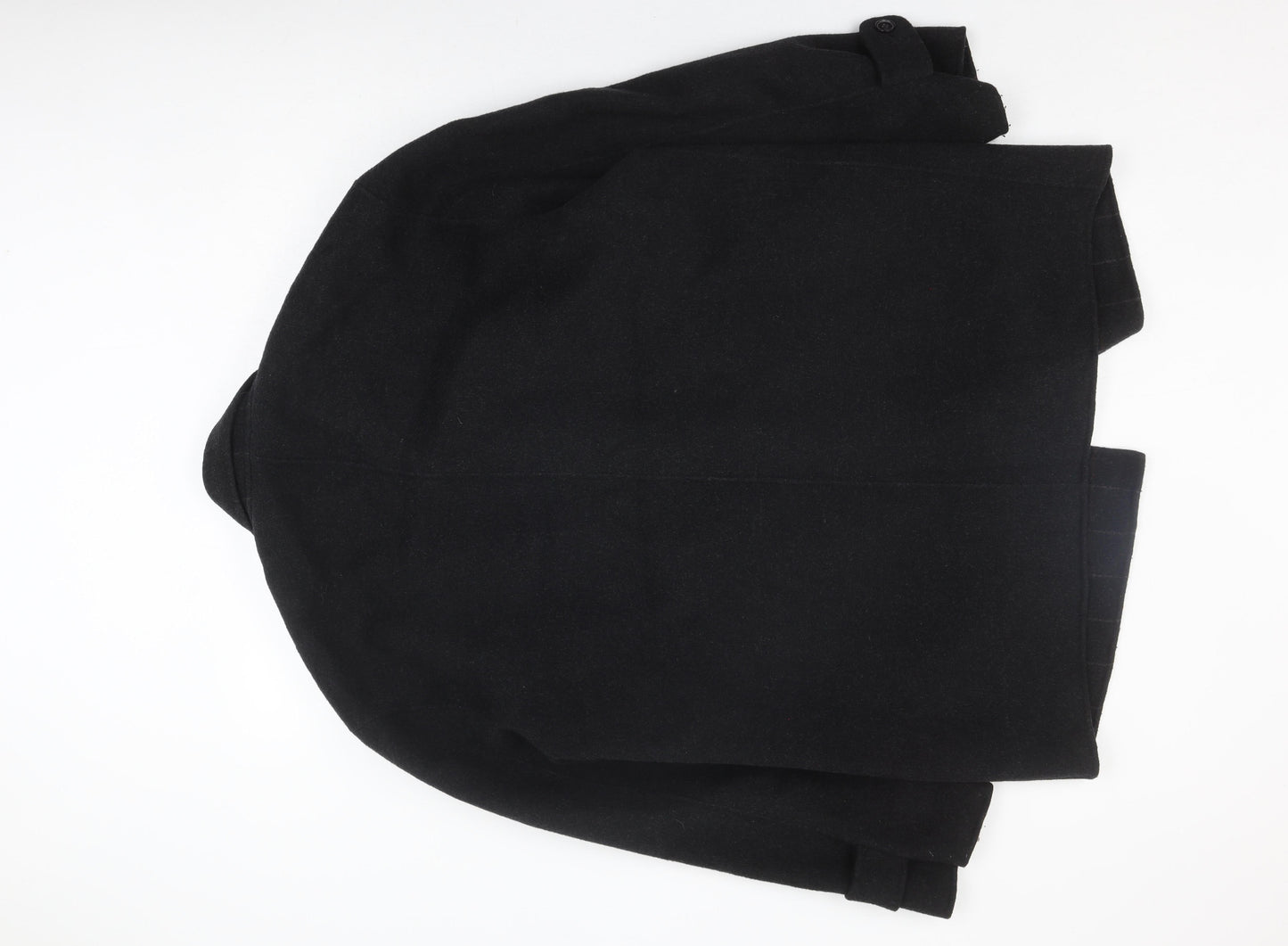 Zara Men's Black Wool Blend Overcoat - Size L, Autumn/Winter