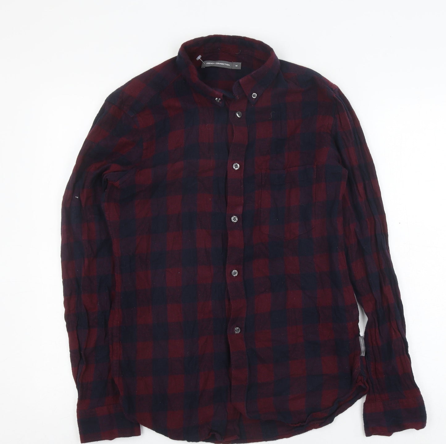 French Connection Men's Red Check Cotton Shirt M