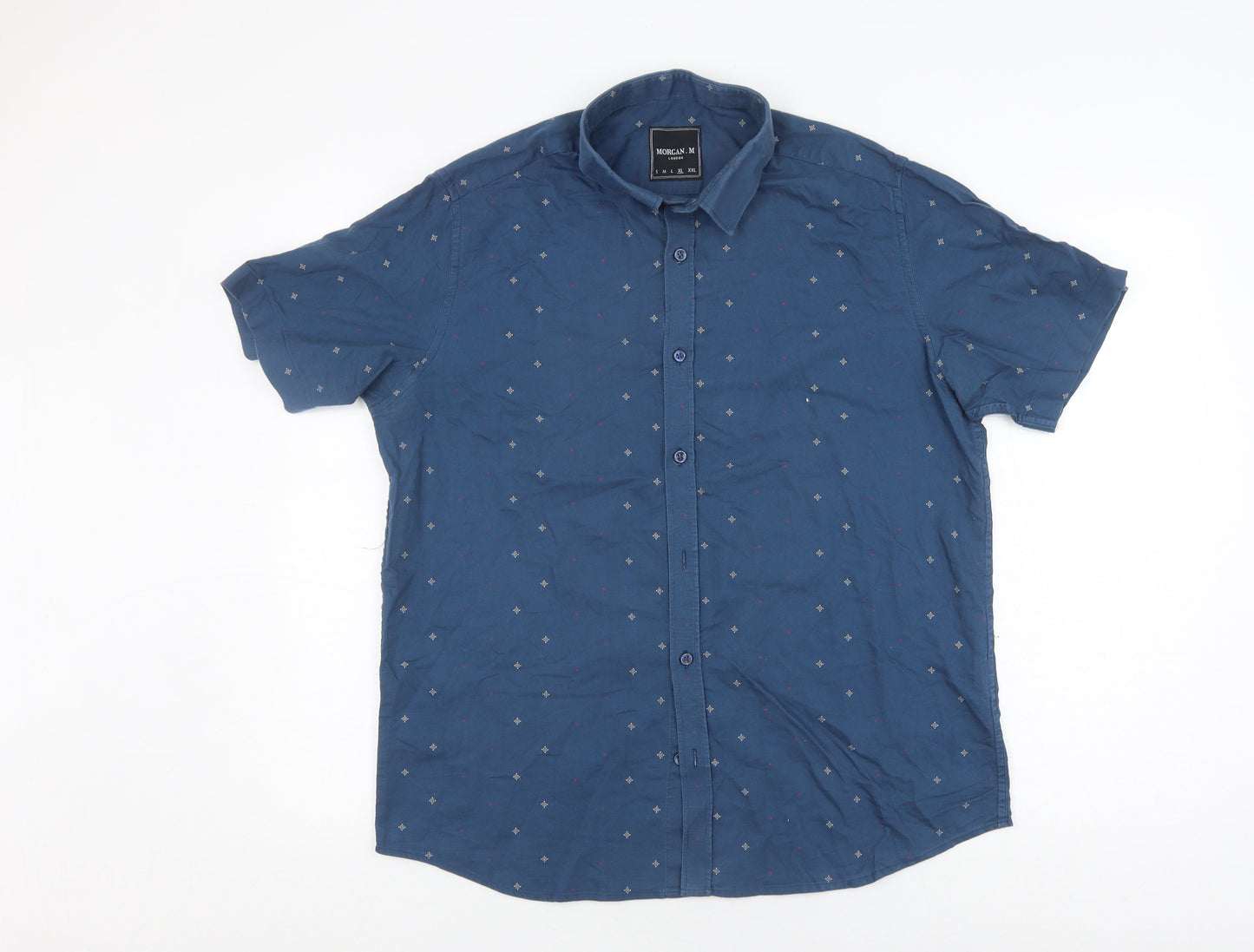Morgan M Men's Blue Geometric Button-Up Shirt M
