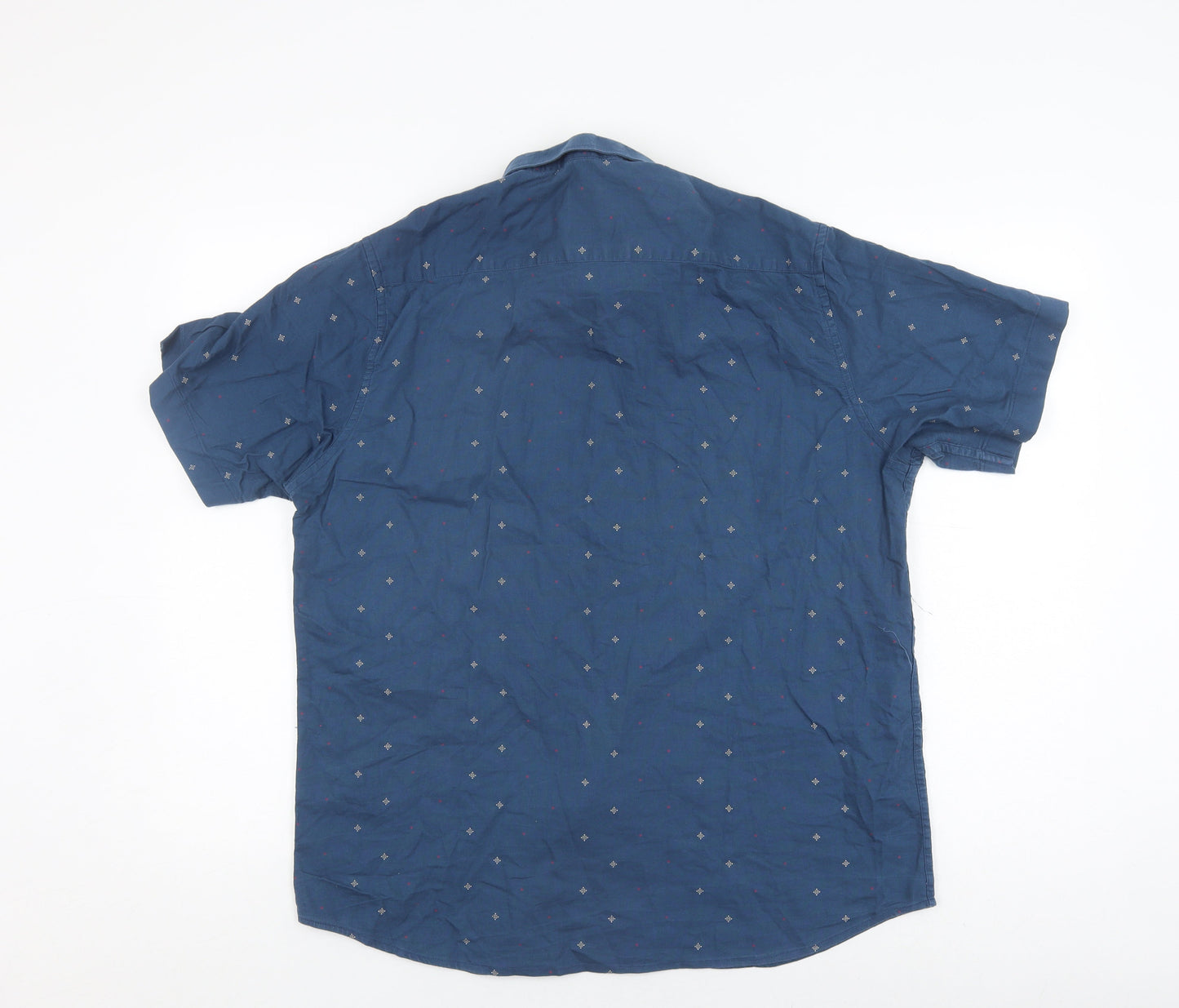 Morgan M Men's Blue Geometric Button-Up Shirt M
