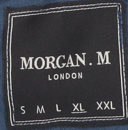Morgan M Men's Blue Geometric Button-Up Shirt M