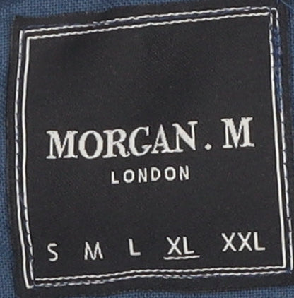 Morgan M Men's Blue Geometric Button-Up Shirt M