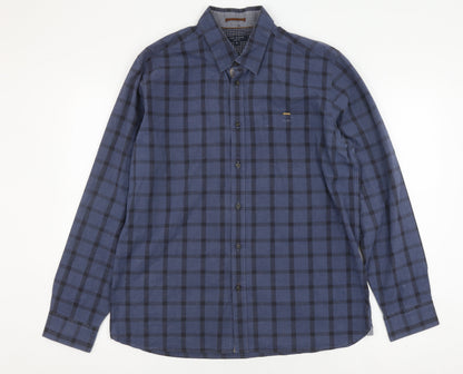 Ted Baker Mens Blue Plaid Long Sleeve Shirt Size 10
