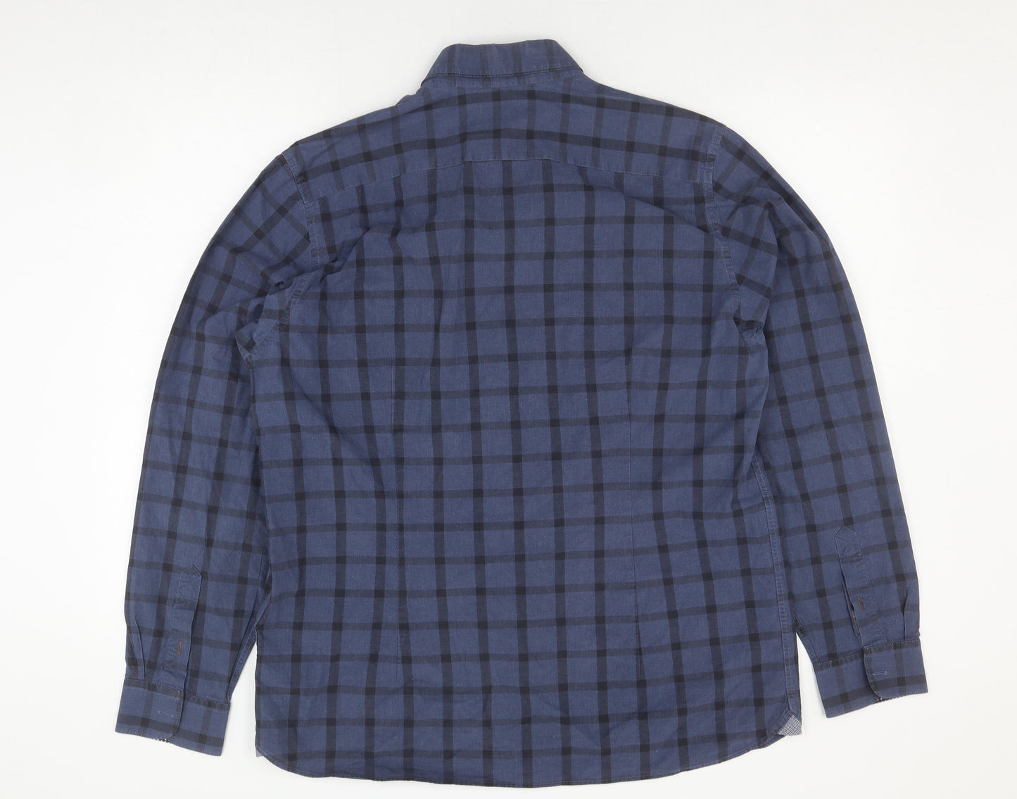 Ted Baker Mens Blue Plaid Long Sleeve Shirt Size 10