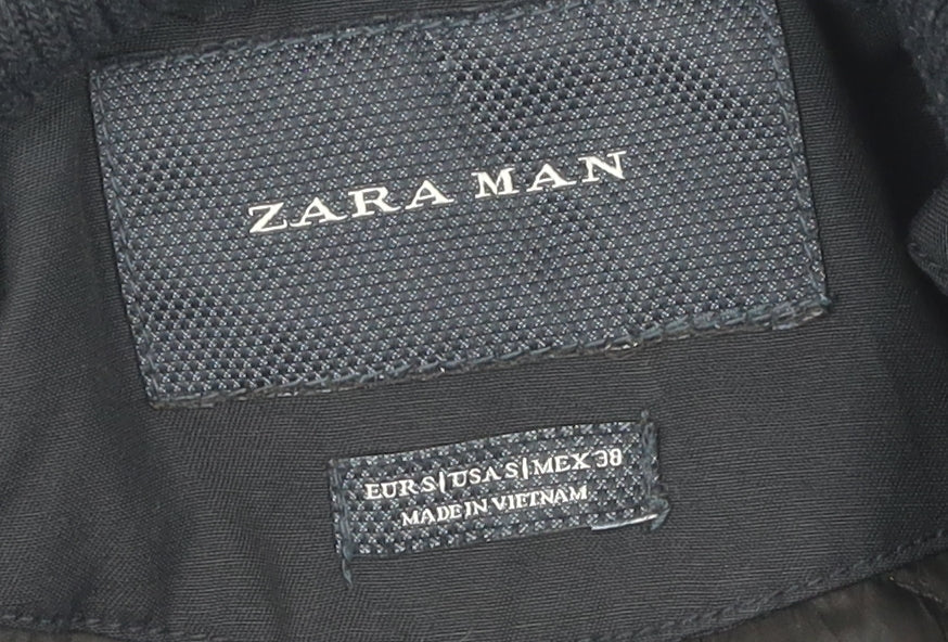 Zara Man Black Military Jacket, Size S, Men's Fashion