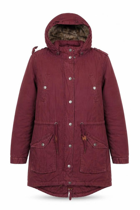 Womens UK Size 10 Fatface Red Parka Coat