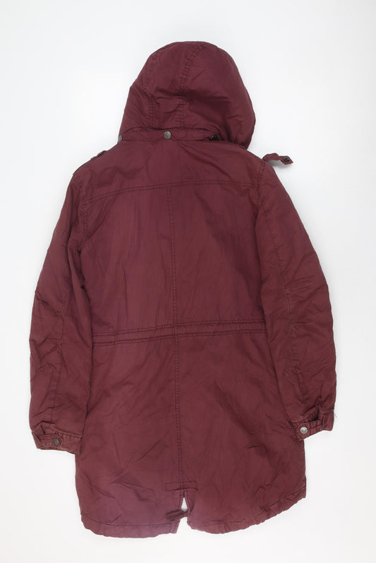 Fatface Women’s Red Parka Coat Size 10 Hooded & Lined