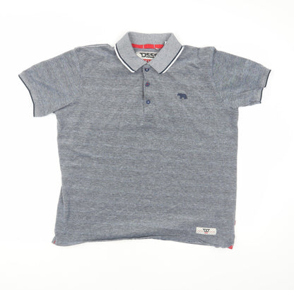 D555 Men Navy Blue Polo Shirt, Size L, Casual Wear