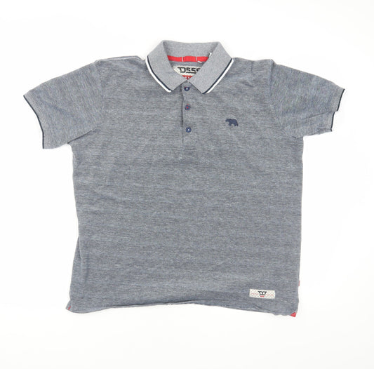 D555 Men Navy Blue Polo Shirt, Size L, Casual Wear