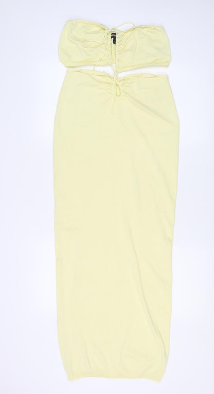 PrettyLittleThing Women's Yellow Bodycon Midi Dress M