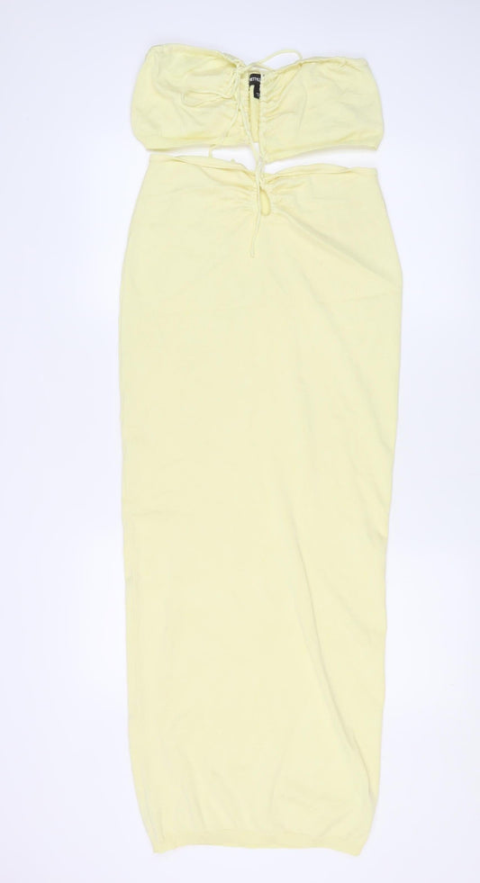 PrettyLittleThing Women's Yellow Bodycon Midi Dress M
