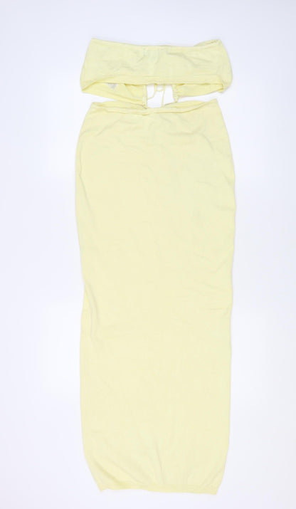 PrettyLittleThing Women's Yellow Bodycon Midi Dress M