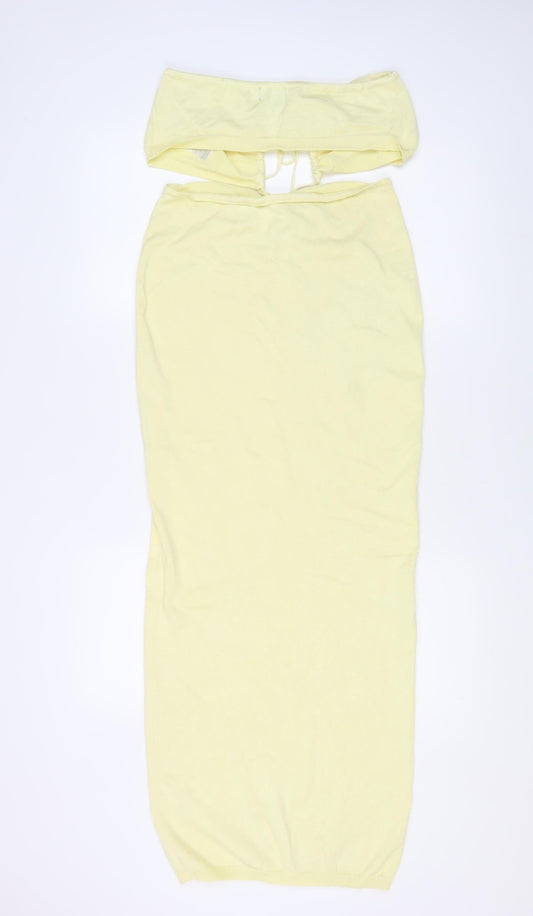 PrettyLittleThing Women's Yellow Bodycon Midi Dress M