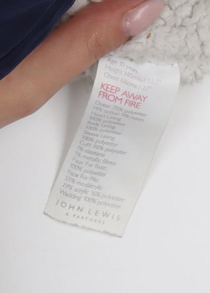 John Lewis Girls Blue Parka Coat 10 Years