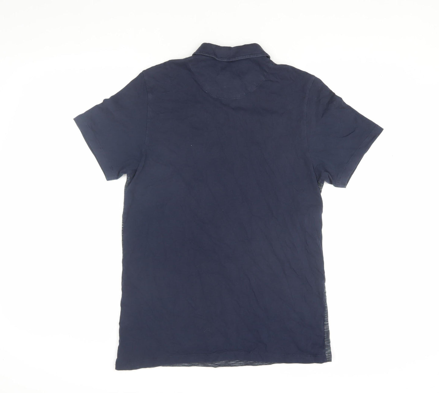 Silver Eight Men's Blue Striped Polo Shirt S