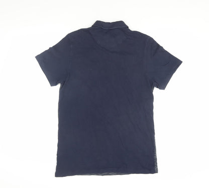 Silver Eight Men's Blue Striped Polo Shirt S