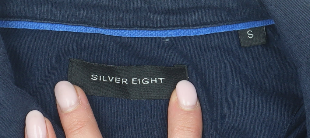 Silver Eight Men's Blue Striped Polo Shirt S