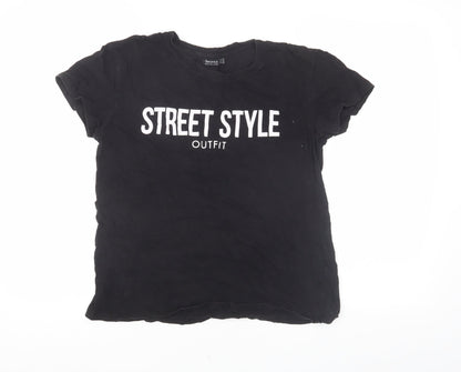 Womens UK Size 12 Bershka Black Basic T-Shirt