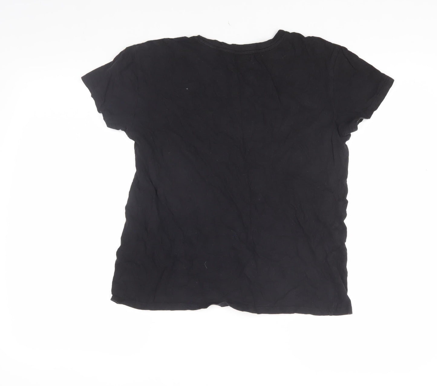 Womens UK Size 12 Bershka Black Basic T-Shirt