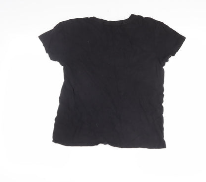 Womens UK Size 12 Bershka Black Basic T-Shirt