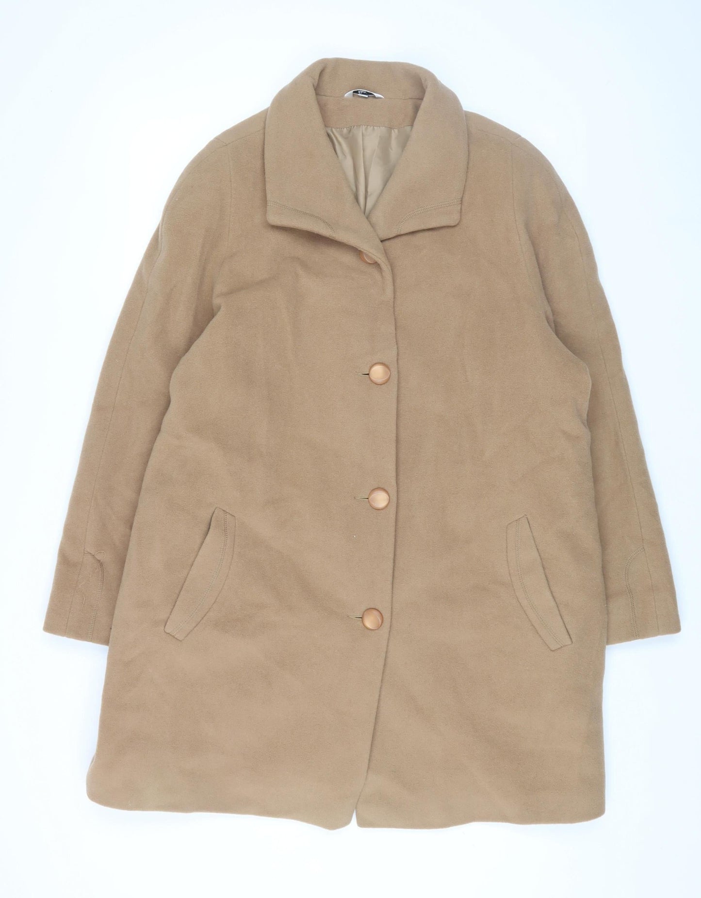 Klass Women’s Beige Wool Overcoat Size 16