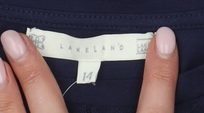 Womens UK Size 14 Lakeland Blue Basic T-Shirt