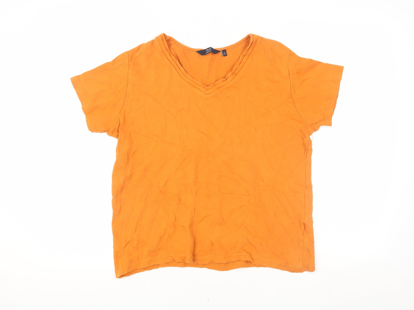 Womens UK Size M ISLE ESSENTIALS Orange Basic T-Shirt
