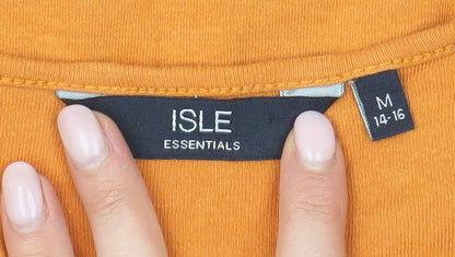 Womens UK Size M ISLE ESSENTIALS Orange Basic T-Shirt