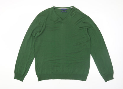 Jasper Conran Men’s Green Wool V-Neck Pullover L