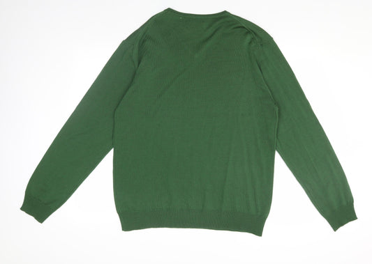 Jasper Conran Men’s Green Wool V-Neck Pullover L