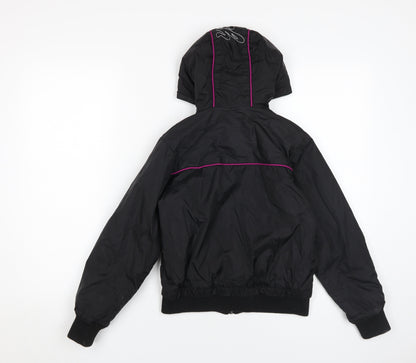 Hooch Girls Black Bomber Jacket, Hooded, Age 10-11 Years