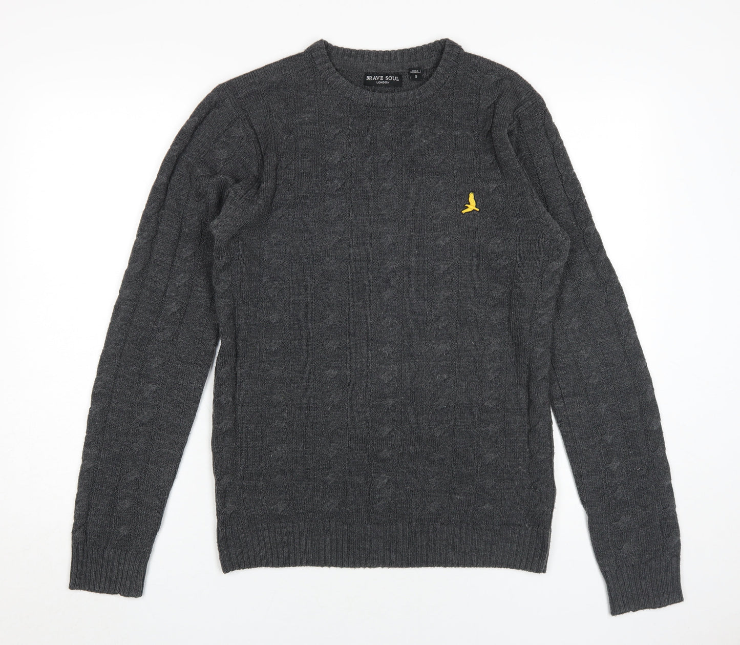 Brave Soul Men's Grey Pullover Jumper, Size S