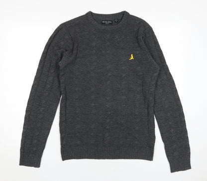 Brave Soul Men's Grey Pullover Jumper, Size S