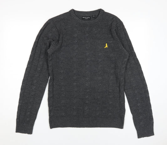 Brave Soul Men's Grey Pullover Jumper, Size S