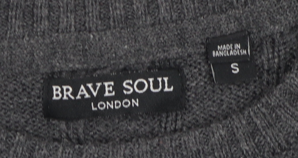 Brave Soul Men's Grey Pullover Jumper, Size S