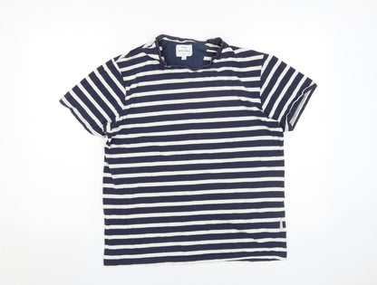 Peter Werth Men's Blue Striped Cotton T-Shirt S