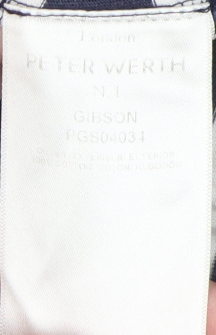 Peter Werth Men's Blue Striped Cotton T-Shirt S