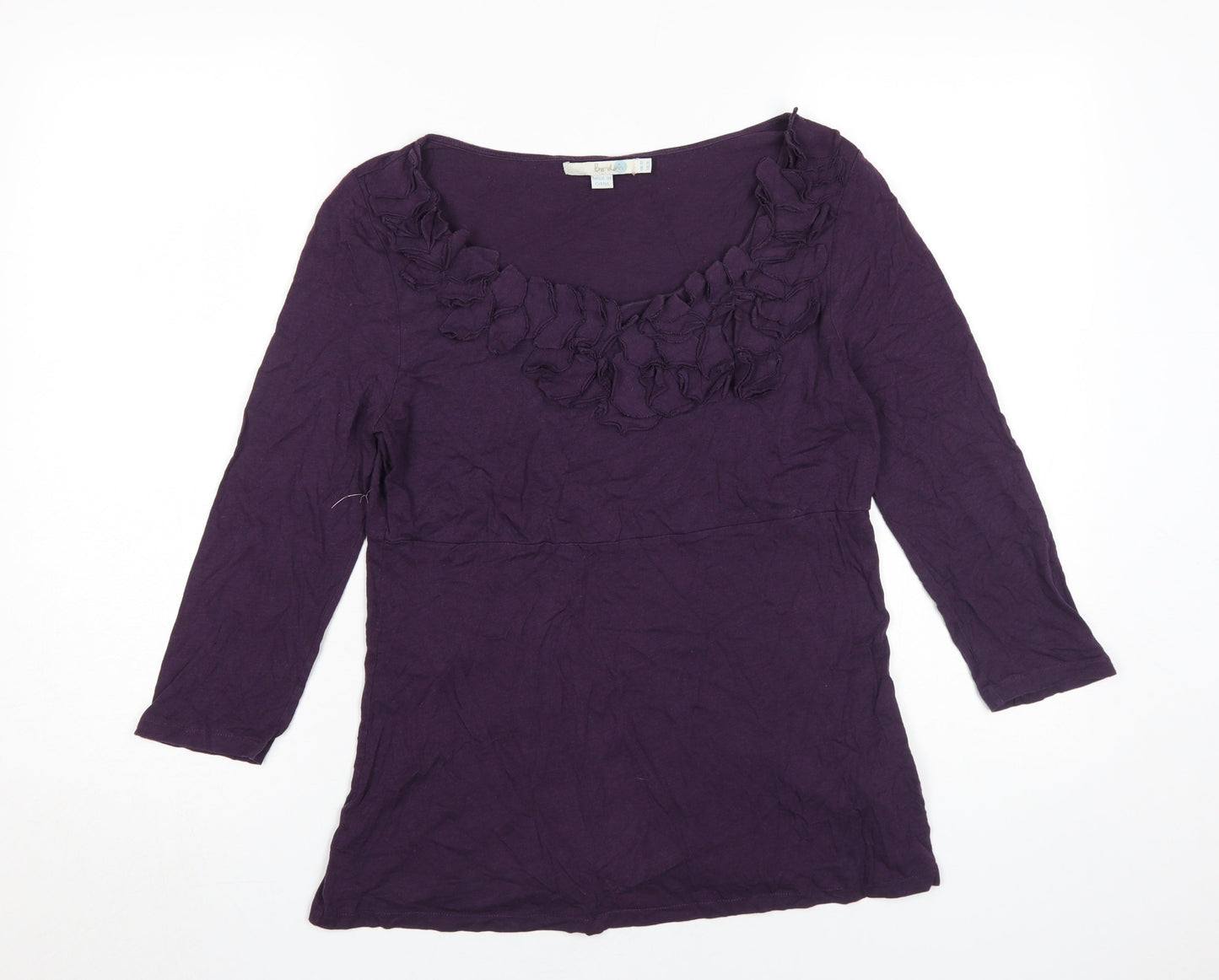 Boden Women's Purple Blouse 3/4 Sleeve Ruffle Detail
