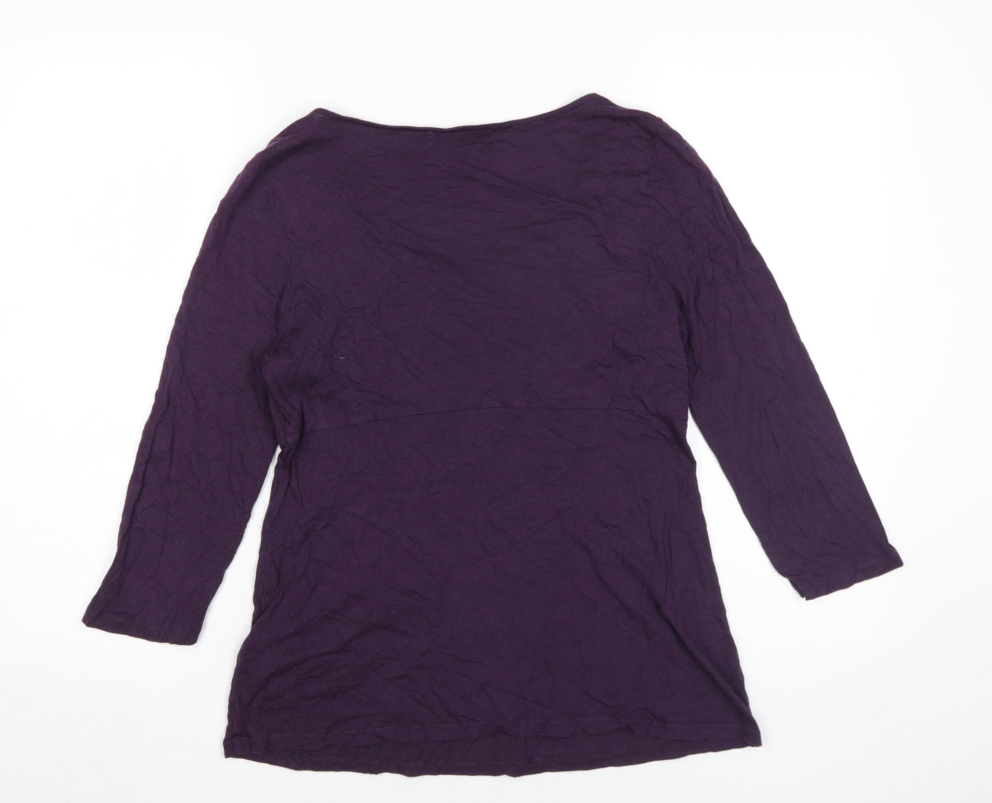 Boden Women's Purple Blouse 3/4 Sleeve Ruffle Detail