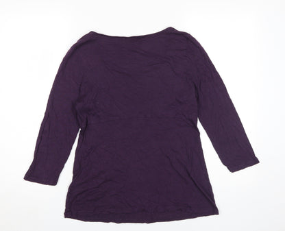 Boden Women's Purple Blouse 3/4 Sleeve Ruffle Detail